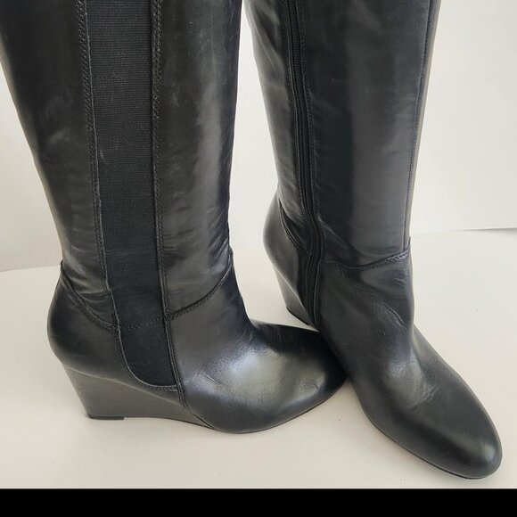 Franco Sarto Knee High Women's Black Leather Boots - Picture 5 of 5